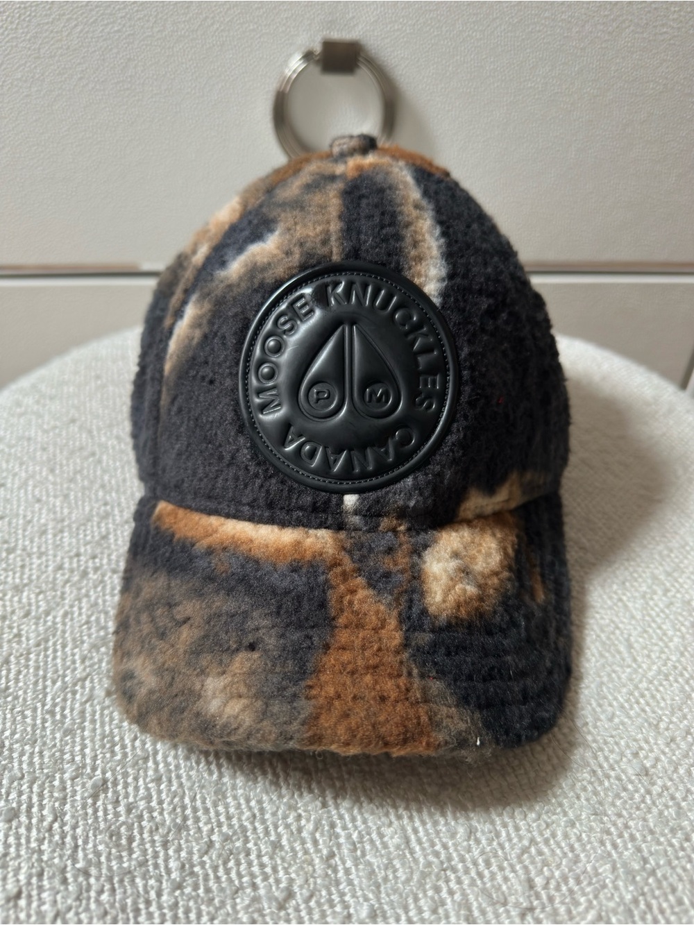 Moose Knuckles Black & Brown Plaid Fuzzy Cap